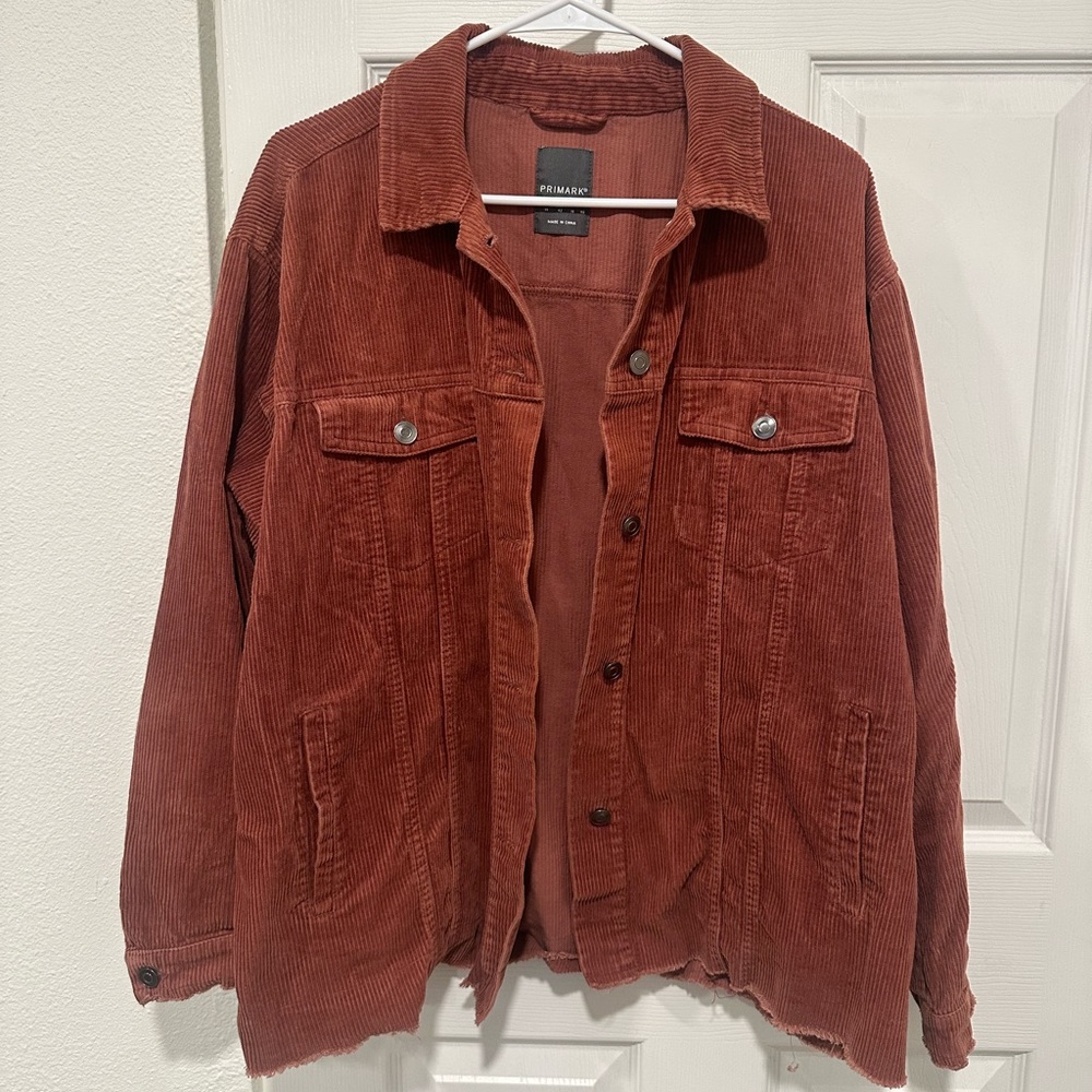 Primark oversized corduroy button up jacket salmon deep pink
